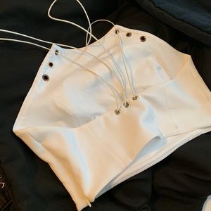 Bebe White crop top—- SOLD—-